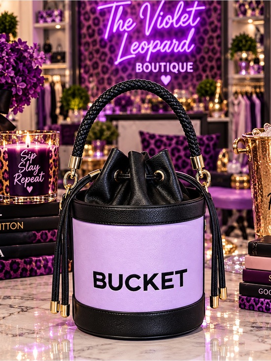 Handbags - BUCKET Lavender & Black Bucket Shoulder Bag